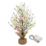 CRCZK Easter Table Tree Decorations for Home Easter Decorations Indoor Table Centerpieces Tree Decor with Led Lights Eggs Spring Decorations Party Decor Gifts