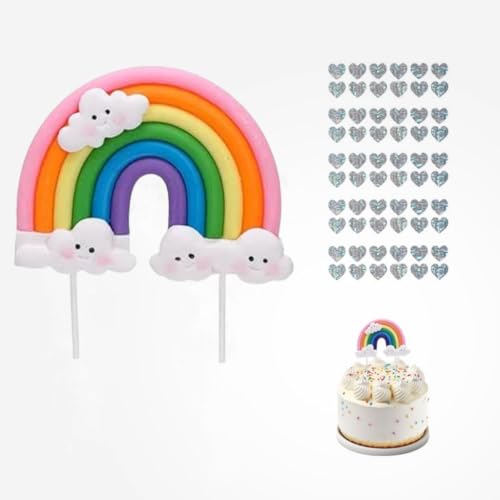HENGBIRD Wolken Regenbogen Tortendeko, Weicher Keramik Regenbogen Deko mit...