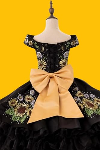 Vestido Vintage de Niña Bordado con Mangas y Moños miniatura 5