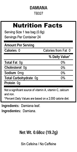 Tadin Damiana Tea, Caffeine Free, 24 Tea Bags Per Box, Pack Of 6 Boxes Total #TOP4