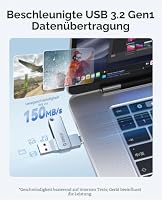 ORICO USB Stick 128 GB USB-C & USB-A, 150MB/s, USB 3.2 Gen 1, Blau, EB05 – Ansicht 2