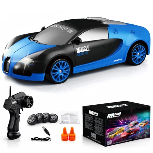 Image of Remote Control Car RC Drift Car 2.4GHz 1:24 Scale 4WD 15KM /H High Speed Model Vehicle with LED Lights Drifting Tire Racing Sport Toy Car for Adults Boys Girls Kids Gift