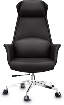 Comfortable Chair High Back Office Chair, Luxurious Office Chair Genuine Leather Desk Chair With Movable Universal Wheels, 360 Rotatable Height Adjustable Executive Computer Chair  Color B