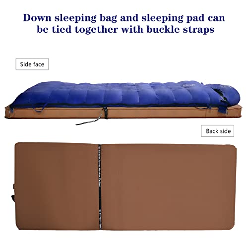 Omvmo 15 Degrees F 650 Fill Power Down Sleeping Bag For Adults,Lightweight 4 Season Envelope Rectangle Down Sleeping Bag For Backpacking Camping,Dark Blue Left-Zipper Regular #TOP4