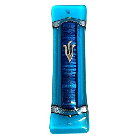 Tamara Baskin Art Glass Acordian Art Glass Mezuzah, Handmade, Gift Boxed and Scroll Included Cover