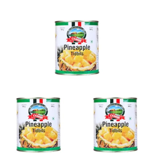 Image of CANEEN Pineapple Titbits 850g | Juicy Pineapple Chunks in Sugar Syrup | Ready-to-Eat Canned Fruit for Cocktails, Desserts, Salads, Baking & Smoothies (Pack of 3)