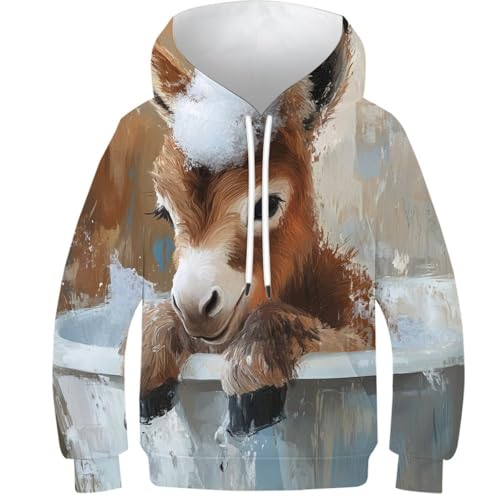 Sweat enfant imprimé 3D pull-over à capuche unisexe 12-14 ans