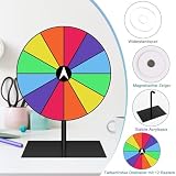 Koło szczęścia do obracania, 20 cm, wielokrotnego użytku, 12 kółek do spinningu, do samodzielnego ozdobienia, z markerem i zdejmowanym stojakiem, na imprezę targową, karnawał