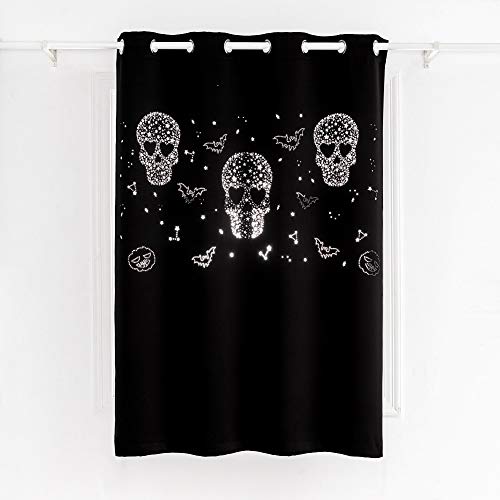 Mangata Casa Halloween Blackout Curtains 63Inch Long 2 Panels Set With Skull For Bedroom-Goth Black Drapes For Living Room-Cutout Window Curtain Panels(Black 52X63In) #TOP3