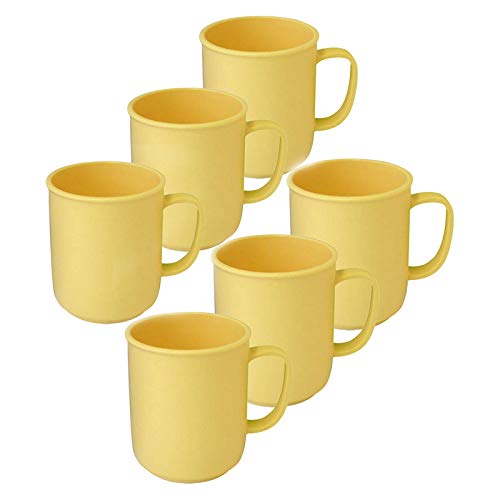 6 Tassen mit Henkel à 300 ml Gelb wiederverwendbar aus Kunststoff in...