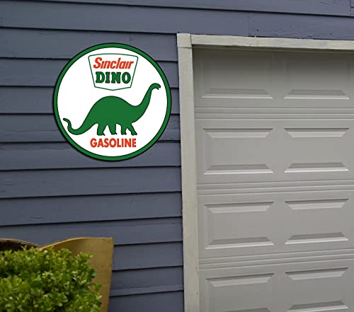 Sinclair Dinosaur Round Tin Sign Vintage Garage Signs Man Cave Decor Gas Station Signs 12"X12" #TOP5