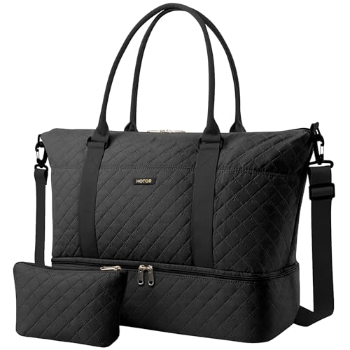 HOTOR Travel Duffel Bag - Large Weekender Bags for Women, Carry On Bag with Shoe Compartment, Overnight Bag with Toiletry Bag for Travel Essentials and Travel Accessories, Black, 40.0 x 46.0 x 22.0 cm by HOTOR - Used condition - CA$26.09