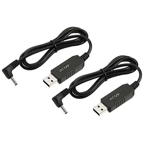 2pz DC 5V a DC 12V USB Step Up Voltaggio Convertitore Cavo Alimentazione con DC Gomito jack 3.5mm x 1.35mm Ottimo per Router fotocamera Nero 6W 1A