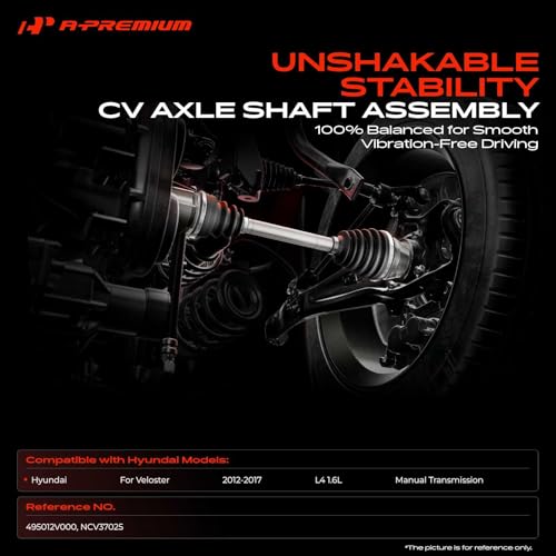 A-Premium CV Axle Shaft Assembly Compatible with Hyundai Veloster 2012-2017 1.6L, Manual Transmission Only, Naturally Aspirated Only, Front Right Passenger Side, Replace# 495012V000 by A-premium - Image 2
