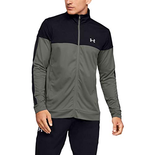 Image of Under Armour Men's Sportstyle Pique Jacket Zipper, sweatshirt Not Applicable, Gravity Green (388)/Onyx White, S