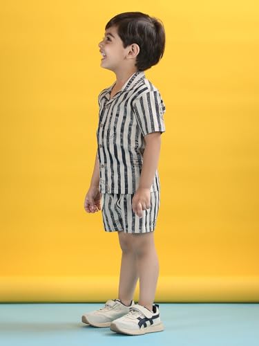 Image of POLKA TOTS 100% Cotton Half Sleeve Shirt and Shorts Combo for Boys | Co-Ord Set for Kids | Summer Wear Dress for Toddlers | Breathable & Skin-Friendly Boys Clothes | Trendy Summer Outfit & Beach Wear