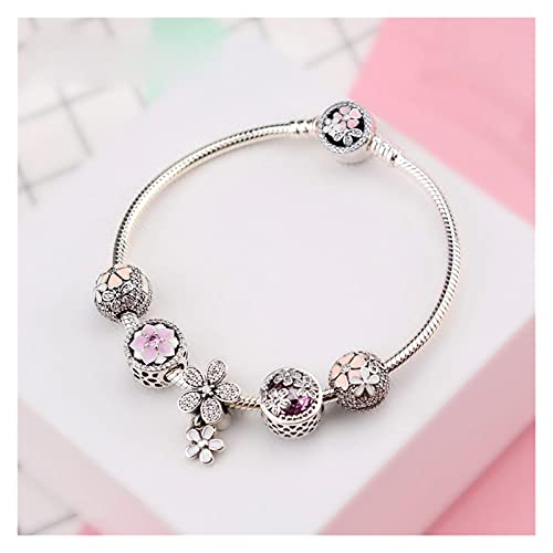 Bracelet 925 femmes fleurs de printemps anti-ternissement longueur 21 cm