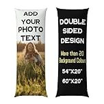 YIJIUWKIS Personalised Body Pillow Cover Add Photo Text Custom Long Bolster Pillowcase Customised Throw Pillow Cushion Cover with Zip, Birthday for Women Men, 2 Sides Design, 54x20 inches, No Filling
