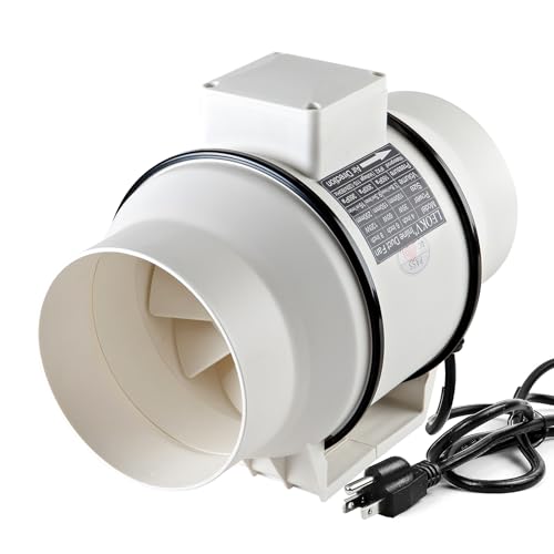 LEOKV 6 Inch Exhaust fan Pipeline booster fan Inline duct fan 560 CFM Duct High Efficiency Air Fan for Duct Vent Bathroom, Kitchen, Grow Tent,Hydroponics,3D Printer,The wind is very strong.