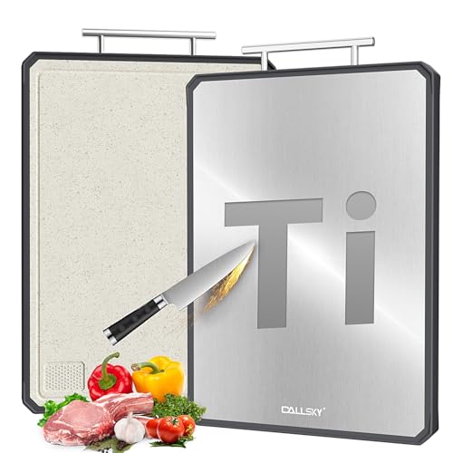 Titanium Cutting Board for Kitchen, Double Sided Non Toxic Titani...