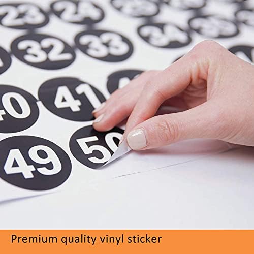 Consecutive Number Vinyl Stickers 6 Sheets 1 to 100 Black Number Stickers, Self-Adhesive Decal for Indoor and Outdoor Waterproof Number Inventory Round Labels for Inventory Storage Classification
