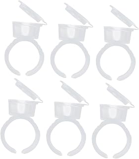 FRCOLOR Ink Cup New Permanent 50PCS Ring Cups Pigment Ink Disposable PP Makeup Holder Tattooing Container Eyelash Rings for Lady Girls Women Eyelash Makeup Tool
