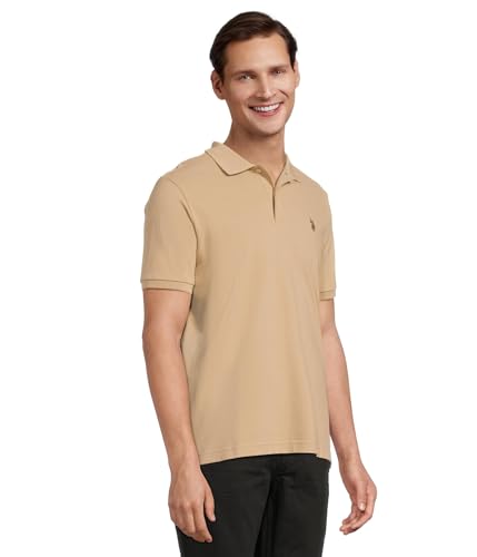 Image of U.S. POLO ASSN. Men Cotton Regular Fit Solid Polo With Small Pony | Two-Button Closure Pique Polo Shirt, Summer Fashion Golf Shirt
