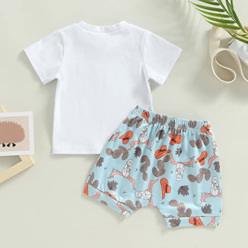 2Pcs Toddler Baby Boy Summer Clothes Letter Print T Shirt Casual Shorts Set Blue 12-18 Months #TOP6