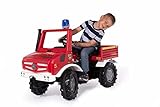 Rolly Toys Unimog Feuerwehr Tretauto ab 3 Jahren | Feuerwehrauto zum selber fahren mit Flüsterlaufreifen, Schaltung, Handbremse | Tretfahrzeug, Tretauto ab 3, Feuerwehr Unimog 038220