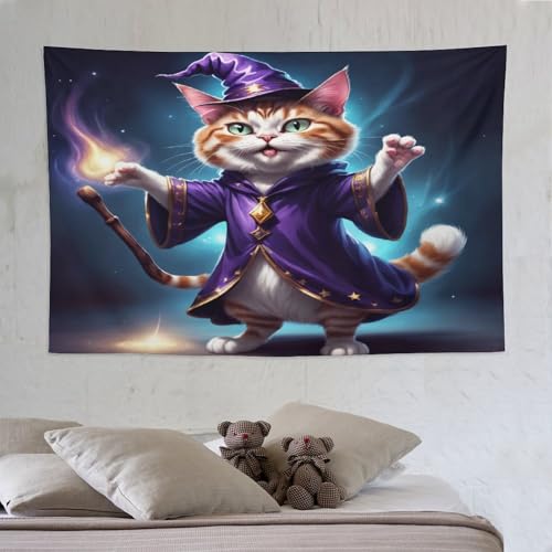 Tapisserie murale suspendue esthétique ultra douce au motif chat raffiné