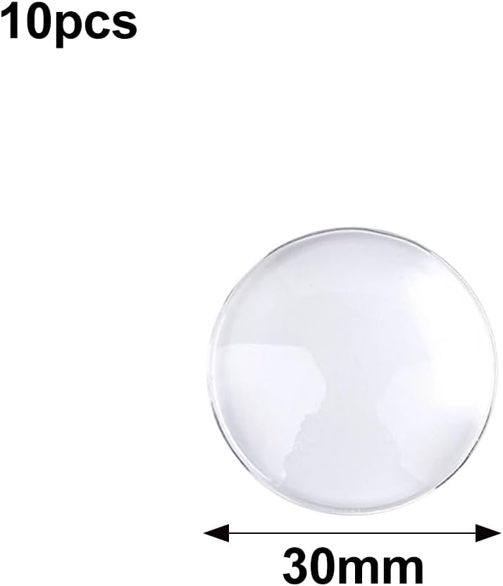 Clear Glass Dome Cabochon 10pcs 30mm Half Round Glass Dome Tiles Flatback for Photo Pendant DIY Crafts