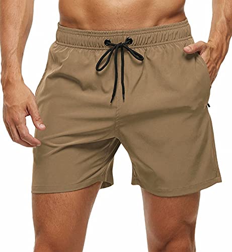 Image of Tyhengta Men's Swim Trunks Quick Dry Beach Shorts with Zipper Pockets and Mesh Lining