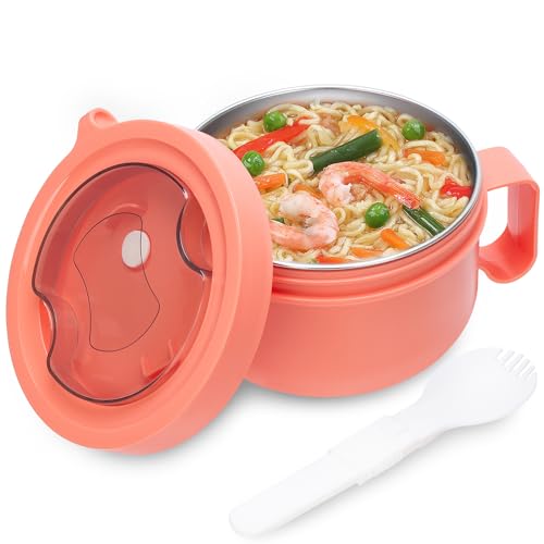 Microwave Soup Mugs with Lids,28.7oz Microwave Ramen Bowl with Lid,with Removable 304 Stainless Steel Liner,Improved Easy-Grip Design for On-the-Go - Holds Soup, Rice, Cereal & More - BPA-Free