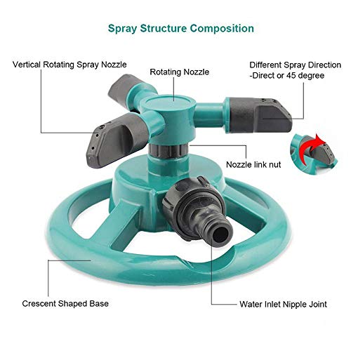 Ajcoflt Aspersor de disco Aspersor de jardim Irrigação Aspersor de gramado rotativo Cobertura de gra