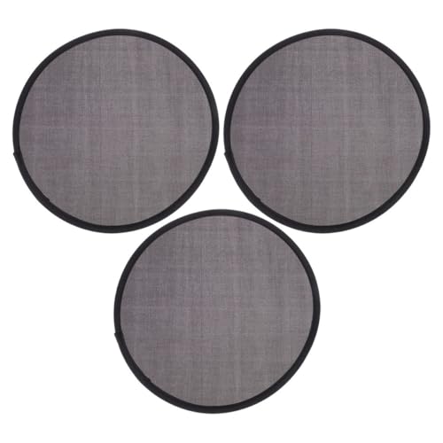 DIKACA 3 Stück Pack Runde Faltbare Handfächer aus Kunststoff Textil Leichter Ventilator für Sommer Tragbar und Platzsparend 25cm