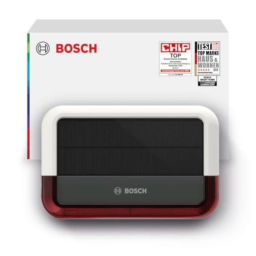 Bosch Smart Home Außensirene, kabellose Alarmanlage mit Solarpanel, warnt per 3-fachen Alarmierung hörbar, sichtbar und via Push-Nachricht
