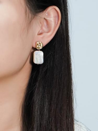 Baroque Pearl Earrings 18K Gold Plated Drop Dangle Earrings for Women Freshwater Pearl Earrings Daily Jewelly for Women - Image 2