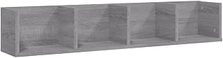 vidaXL CD Wall Shelf Living Room Furniture Hanging Floating CD Display Shelf Wall Mounted Storage Cabinet Bookshelf Grey Sonoma Engineered Wood