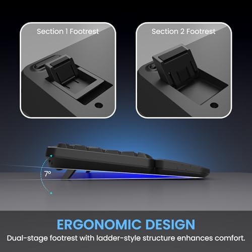 COLIKES Wireless Ergonomic Keyboard, Backlit Keyboard Silent with 15 RGB Lighting Effects, Leather Wrist Rest, 2500mAh Rechargeable, Multimedia Keys, Wave Keyboard for PC Computer Laptop Windows Mac - 2
