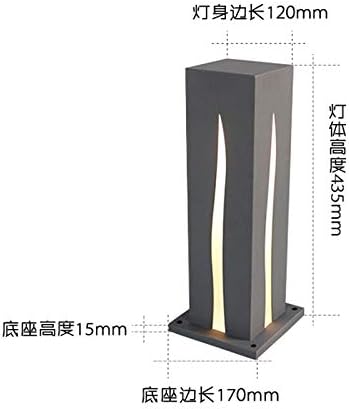 Generic GUOCC Creative 43.5CM Warm Light LED Lawn Lantern Floor Lamp Creative Hollow Lawn Ground Table Lamp Classic Square Column Courtyard Lantern Modern European Highlight Villa Bollard Pathway Waterproof P photo 3