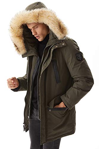 Molemsx Men Down Parka Winter Coats Jackets For Men Down Jacket For Cold Weather Outdoor Insulated Ski Jacket Warm Thicken Puffer Jacket With Fur Hood Gifts For Men Teenage Boys Gifts Khaki X-Small #TOP2