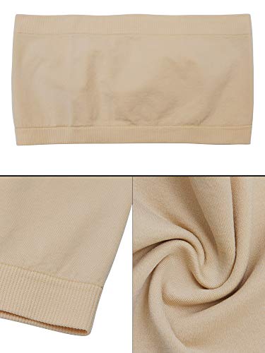 Cooraby 4 Pack Women Tube Tops Summer Non-Padded Seamless Bra, 4 Colors (White+Black+Beige+Orange) #TOP5