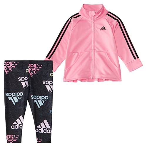 Adidas Girls Zip Front Classic Tricot Jacket And Joggers Set, Bliss Pink, 6 #TOP2