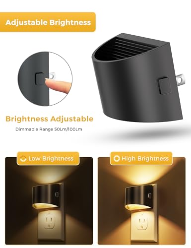 Image of L LOHAS LED Night Lights Plug into Wall 4 Pack, Dusk to Dawn Nightlight | Plug in Night Light with Brightness Adjustable, 3000K Soft White