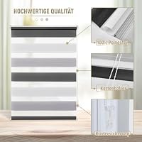 Deswell Doppelrollo Klemmfix ohne Bohren Weiß-Grau-Anthrazit B70 x H150 cm (Stoffbreite 66cm) Rollos für Fenster ohne Bohren für Fenster mit Lichtdurchlässig & Verdunkelnd/Höhe Stufenlos Verstellbar – Ansicht 3