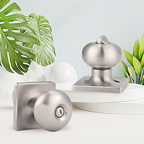 Gobekor 5 Pack Brushed Nickel Privacy Door Knobs Keyless Interior Door Knob With Lock Bedroom Bathroom Door Knobs Square Door Knobs #TOP3