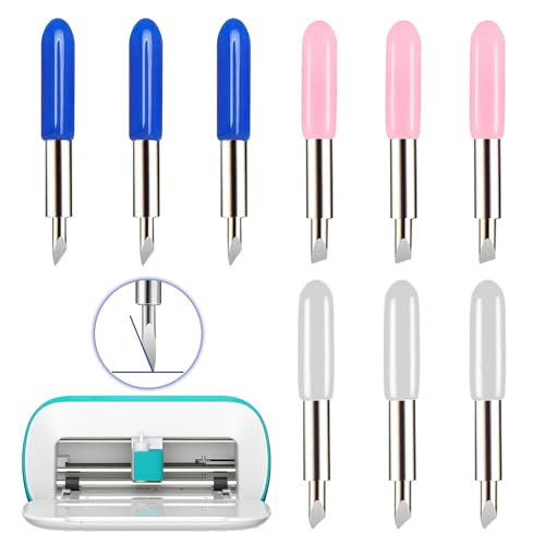 LightBeacon 9 Piezas Cuchillas de Corte para Cricut Joy, Cuchillas de Repuesto 30/45/60 Grados de Carburo y Acero Inoxidable, para Máquinas Cortadoras Vinilo