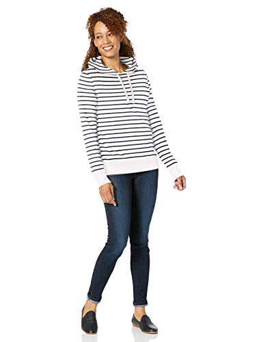 Amazon Essentials Women's French Terry Fleece Pullover Hoodie (Available In Plus Size), White, Stripe, Small #TOP2