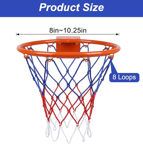 2 Pack Basketball Net, Basket Ball Net Replacement 8 Loops Indoor & Outdoor Basketball Hoop Net for Doors, Walls, Hoops, Easy Installation - Thumbnail 2
