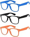3 Pack Kids Clear Lens Sunglasses Blue Black Orange